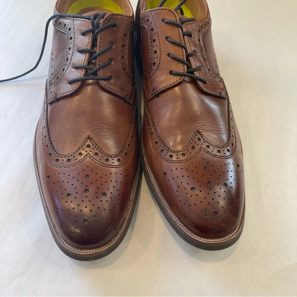FLORSHEIM MEN'S SIZE 13M COGNAC WING TIP 15170-221 LEATHER COMFORT TECH RUCCI